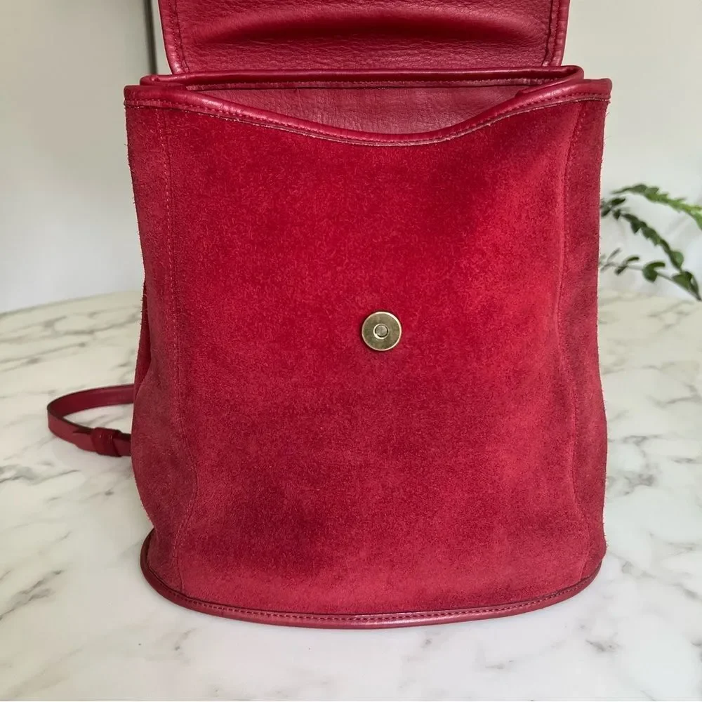 Coach Vintage Berkeley Convertible Backpack 9016 Red Leather and Suede Ruff Out